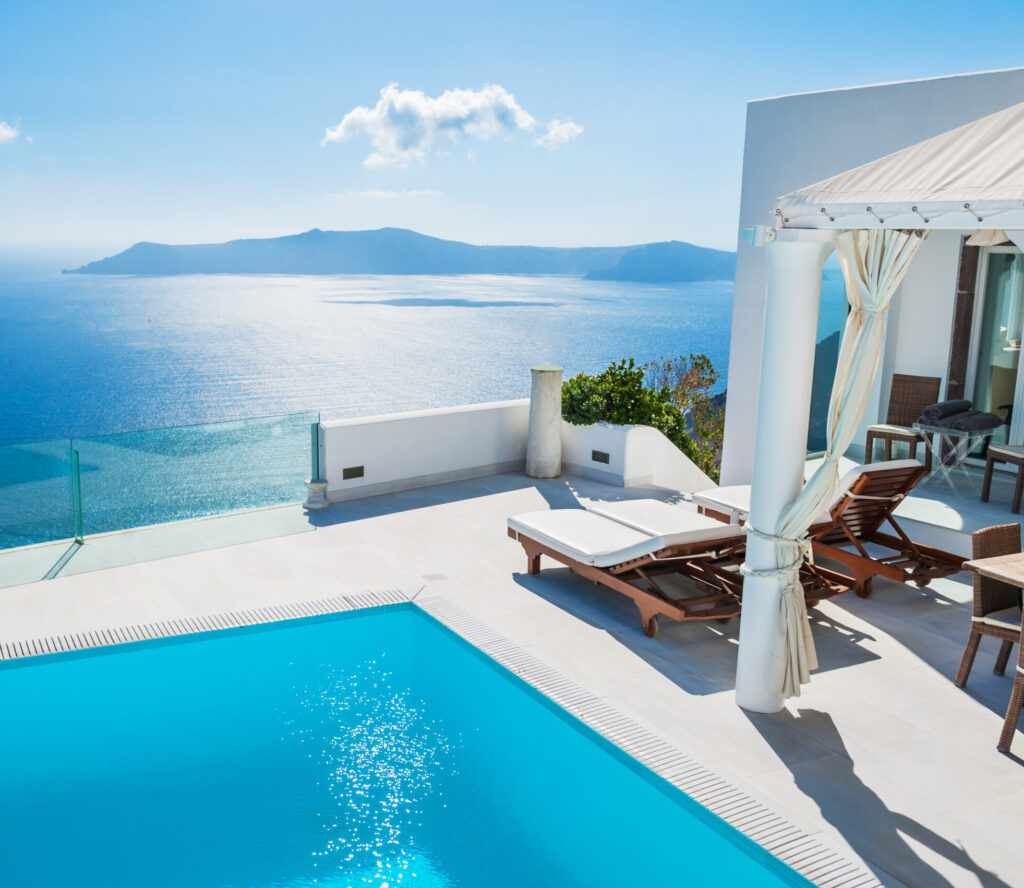 White architecture on Santorini island, Greece.